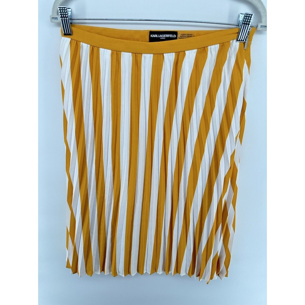 karl lagerfeld skirt sz 4 Yellow/White Pleated striped